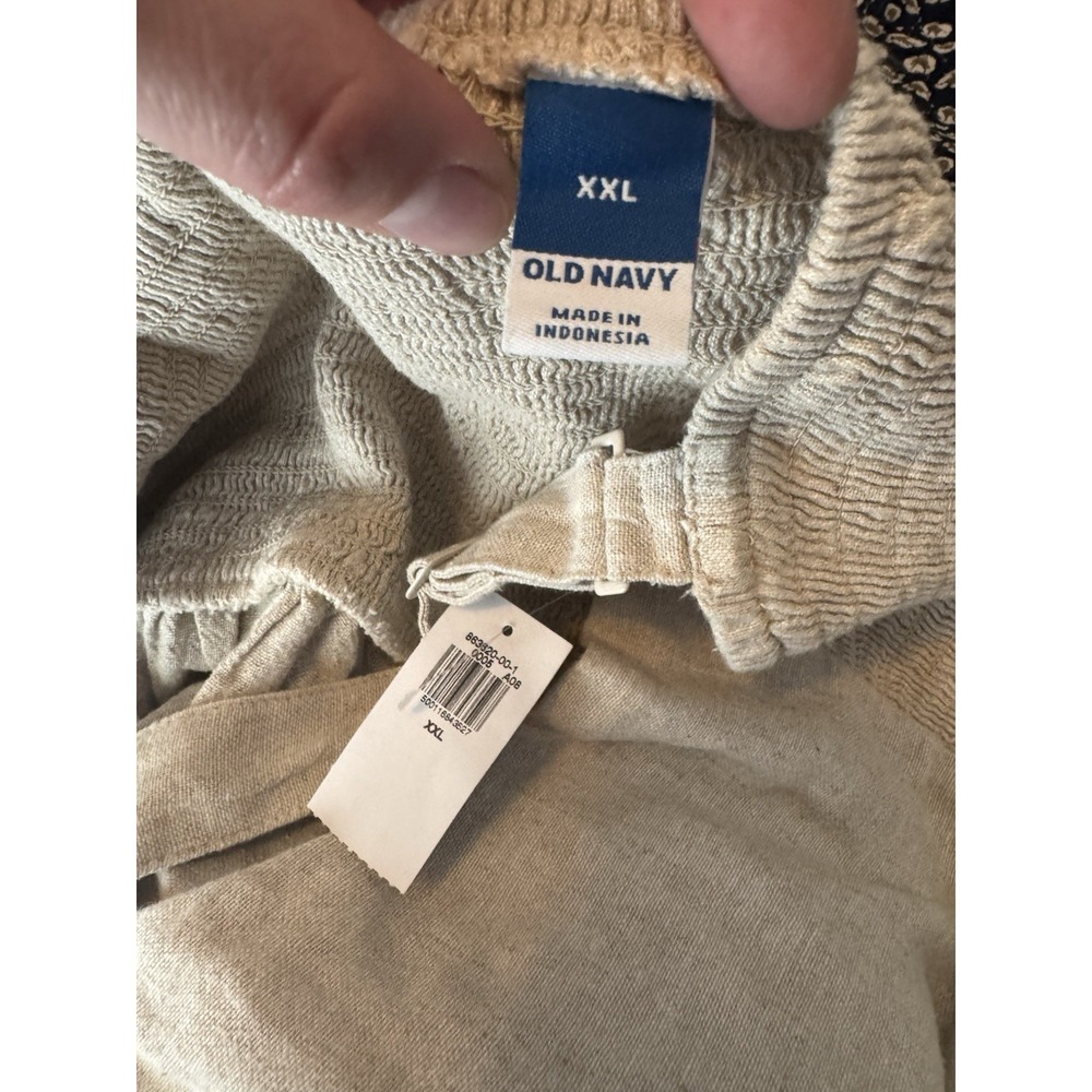 Old Navy Jumpsuit 2X Beige Fit & Flare Linen Blend Smocked Back pockets capsule - Picture 6 of 12